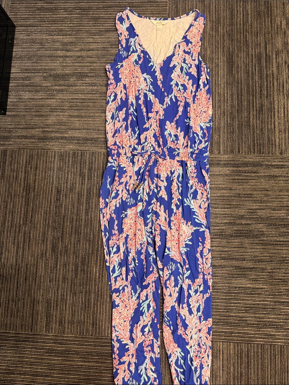 Lilly Pulitzer Blue Coral-Print Sleeveless Jumpsuit